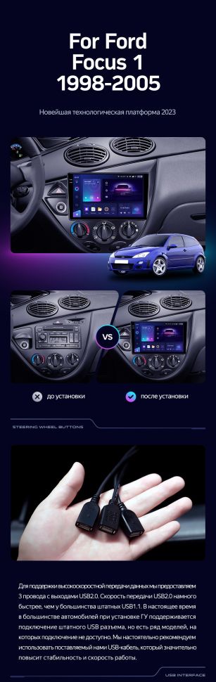 Штатная магнитола Teyes CC3 2K 6/128 Ford Focus 1 (1998-2005)