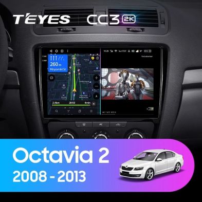 Штатная магнитола Teyes CC3 2K 4/32 Skoda Octavia 2 A5 (2008-2013) (10 inch Universal)
