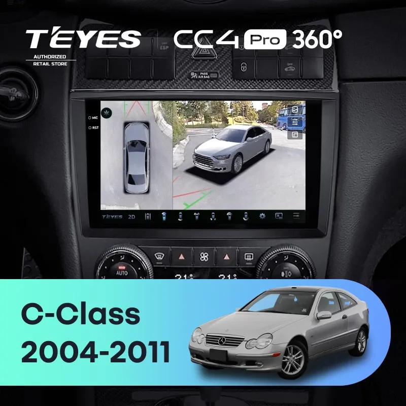 Штатная магнитола Teyes CC4 Pro 360 12/256 Mercedes-Benz C-Class W203 CL203 C209 A209 (2004-2011)