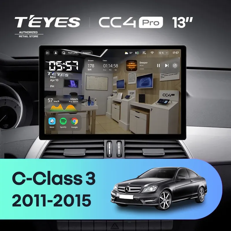Штатная магнитола Teyes CC4 Pro 12/256 Mercedes-Benz C-Class W204 C204 S204 (2011-2015) (13")