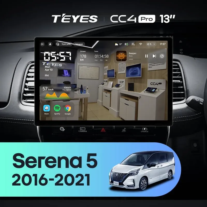 Штатная магнитола Teyes CC4 Pro 8/128 Nissan Serena 5 V C27 (2016-2021) F1 Правый руль (13")