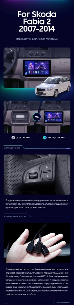 Штатная магнитола Teyes CC3 4/32 Skoda Fabia 2 (2007-2014)