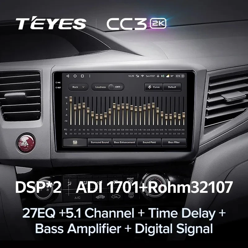 Штатная магнитола Teyes CC3 2K 360 6/128 Honda Civic 9 FB FK FD (2011-2015)