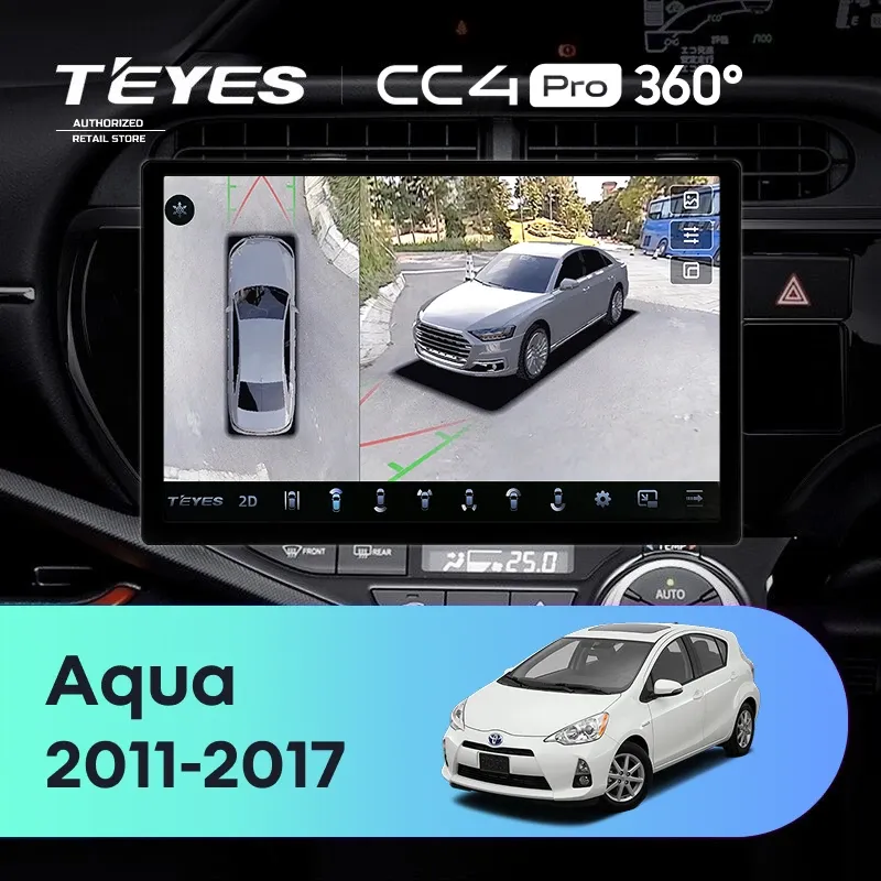 Штатная магнитола Teyes CC4 Pro 360 12/256 Toyota Aqua (2011-2017) Правый руль (13")