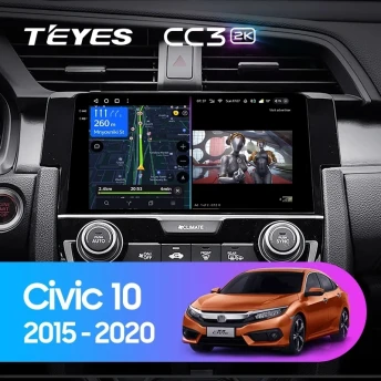 Штатная магнитола Teyes CC3 2K 360 6/128 Honda Civic 10 FC FK (2015-2020)