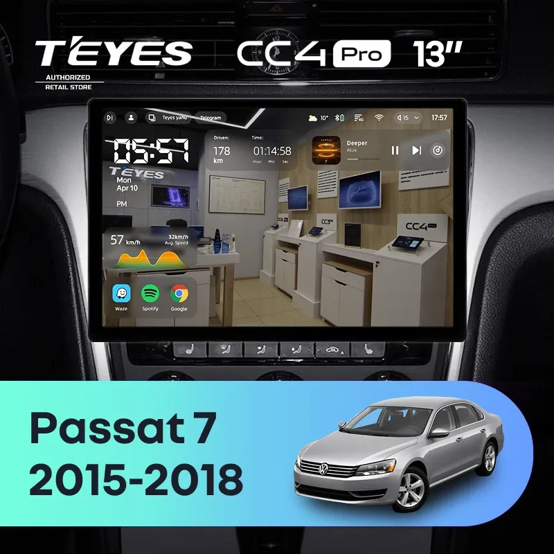 Штатная магнитола Teyes CC4 Pro 8/128 Volkswagen Passat 7 B7 (2015-2018) F1 (13")