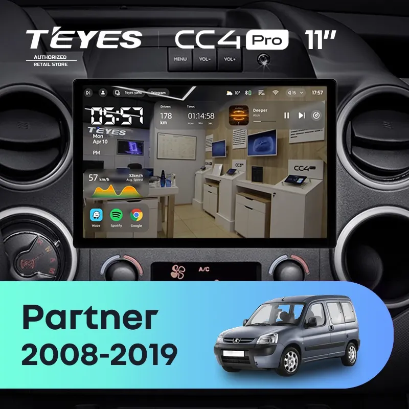 Штатная магнитола Teyes CC4 Pro 8/128 Peugeot Partner (2008-2019) (11")