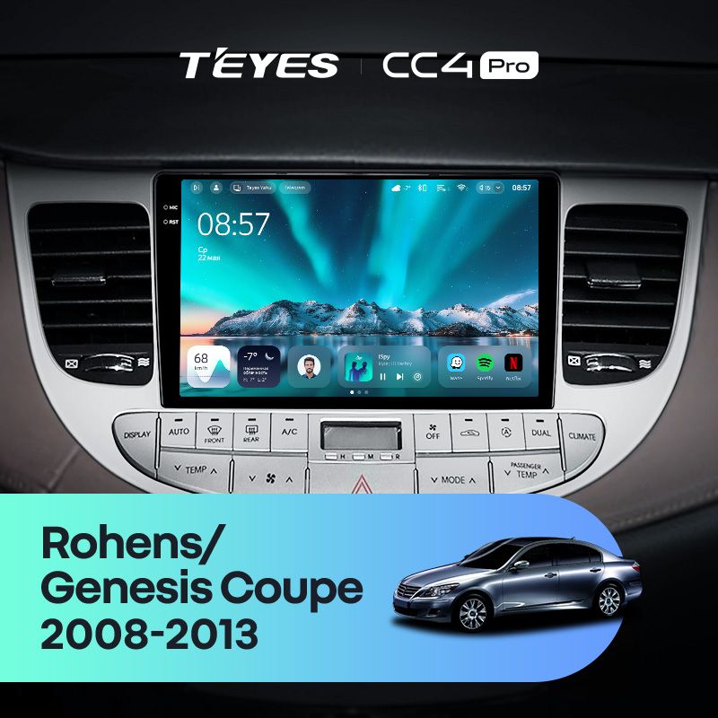 Штатная магнитола Teyes CC4 Pro 8/128 Hyundai Rohens Genesis (2008-2013) F1