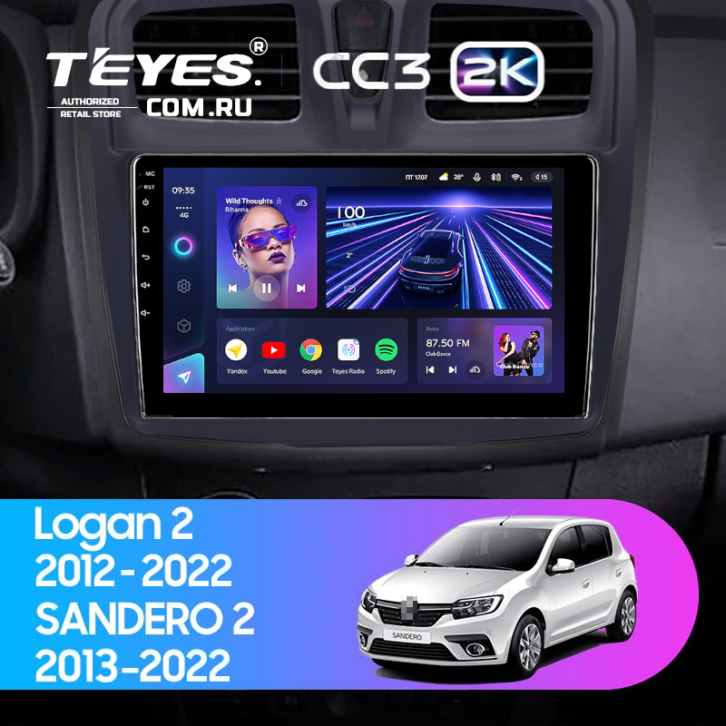Штатная магнитола Teyes CC3 2K 6/128 Renault Sandero 2 (2013-2022) F1 (10")