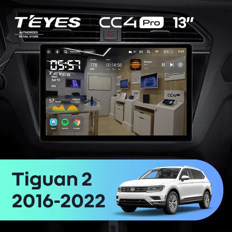 Штатная магнитола Teyes CC4 Pro 12/256 Volkswagen Tiguan 2 (2016-2022) Тип-B (13")