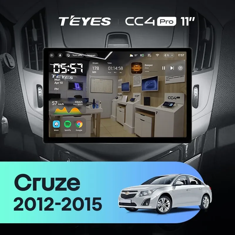 Штатная магнитола Teyes CC4 Pro 8/128 Chevrolet Cruze J300 J308 (2012-2015) F1 (11")