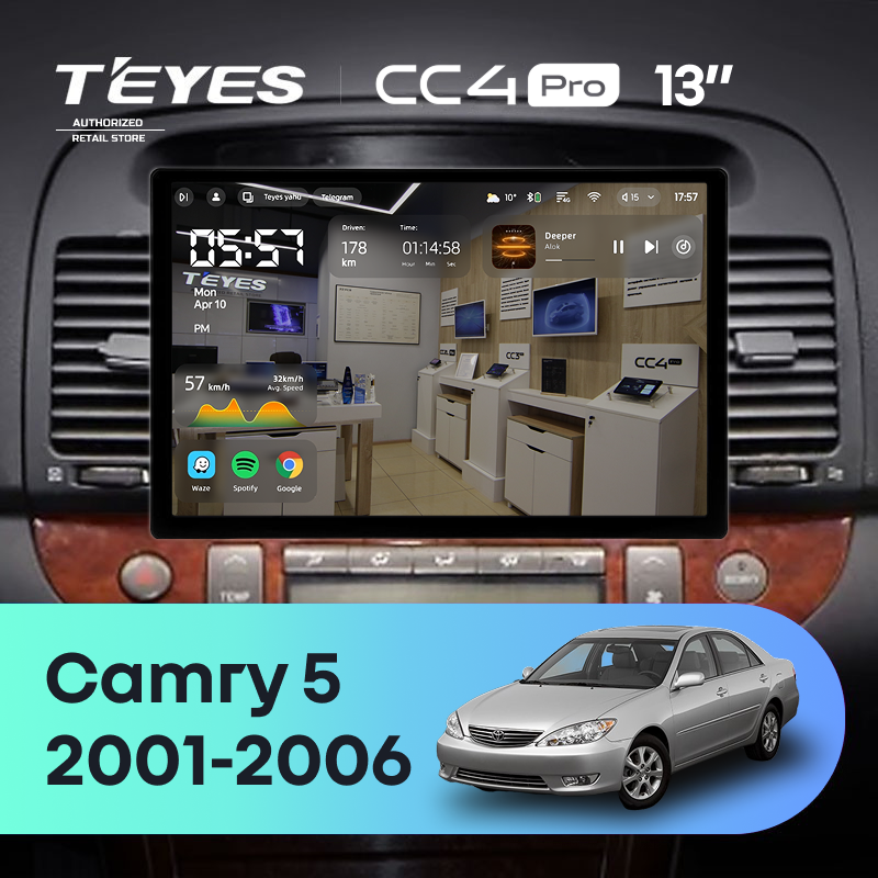Штатная магнитола Teyes CC4 Pro 8/128 Toyota Camry 5 XV 30 (2001-2006) Тип-A (13&quot;)