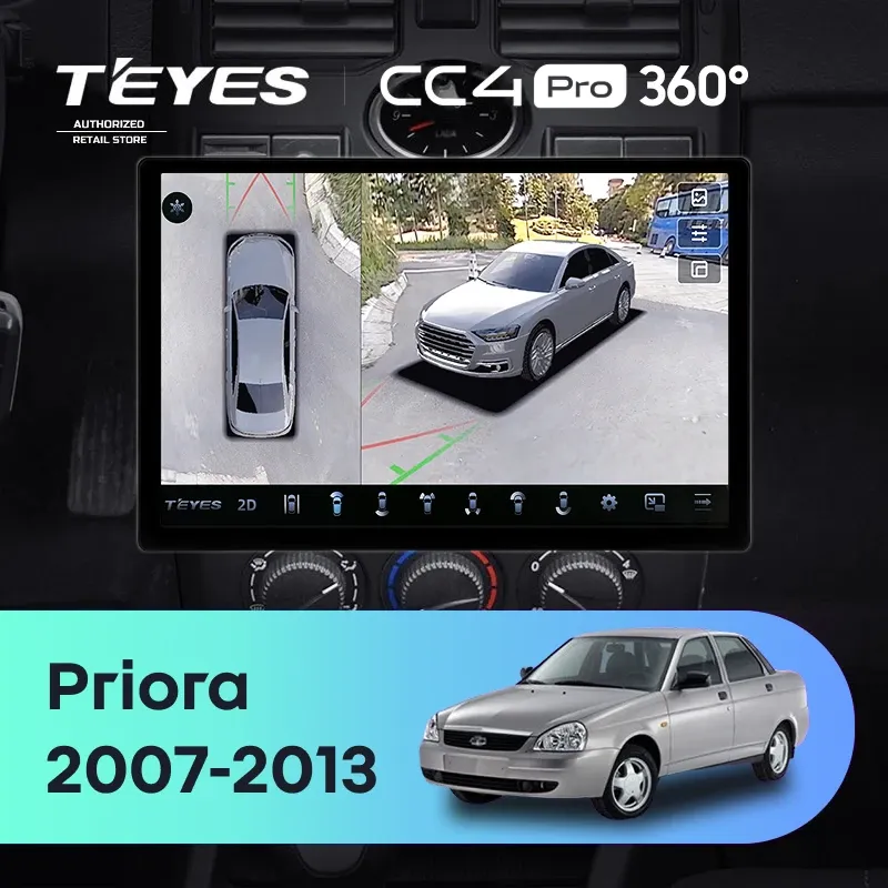 Штатная магнитола Teyes CC4 Pro 360 12/256 Lada Priora 1 (2007-2013) F2 (черная) (13")
