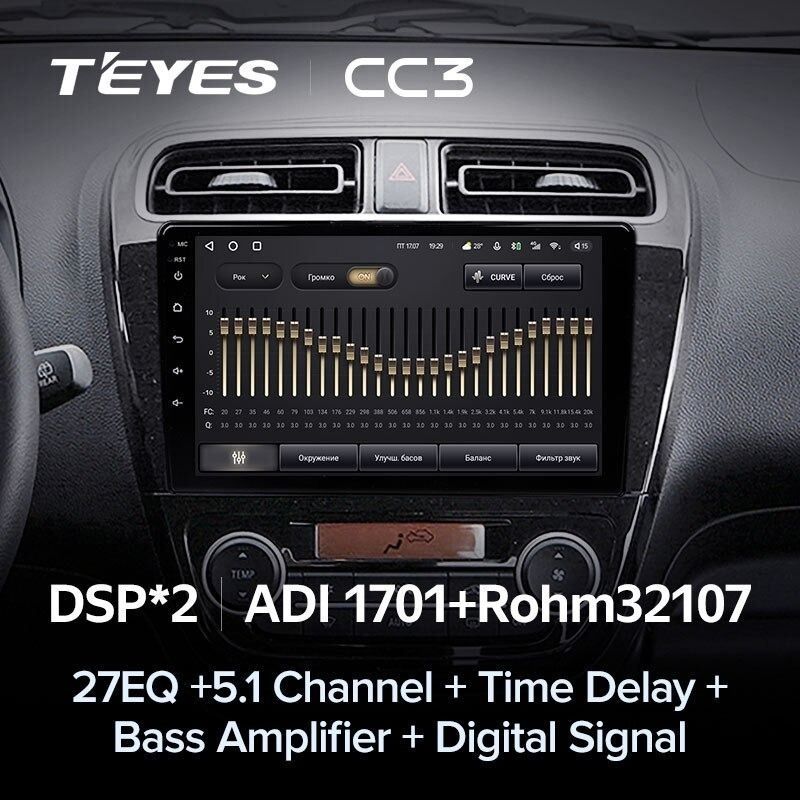 Штатная магнитола Teyes CC3 4/32 Mitsubishi Mirage 6 (2012-2018)
