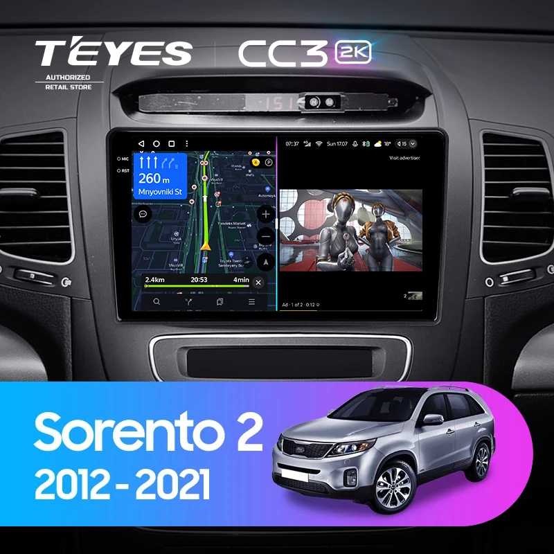 Штатная магнитола Teyes CC3 2K 4/64 Kia Sorento 2 II XM (2012-2021) F1