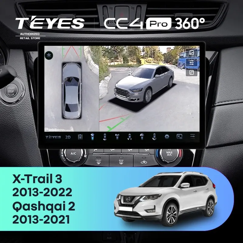 Штатная магнитола Teyes CC4 Pro 360 8/128 Nissan X-Trail 3 T32 (2013-2022) F2 Тип-AВ (13")