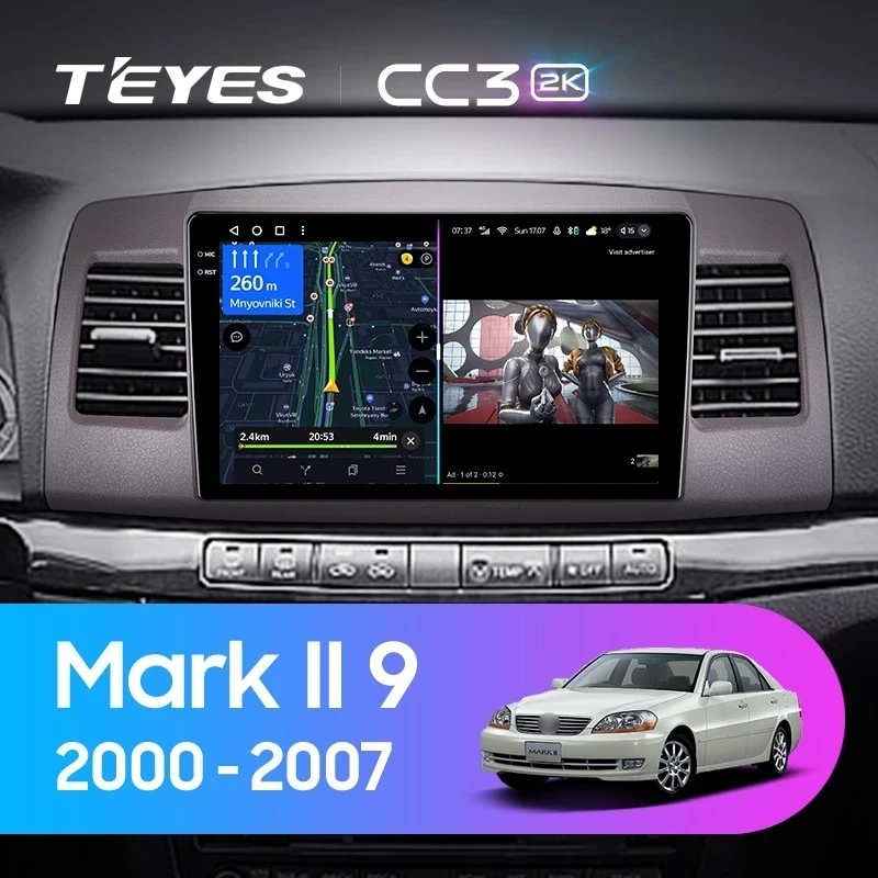 Штатная магнитола Teyes CC3 2K 4/32 Toyota Mark II 9 X110 (2000-2007) F2