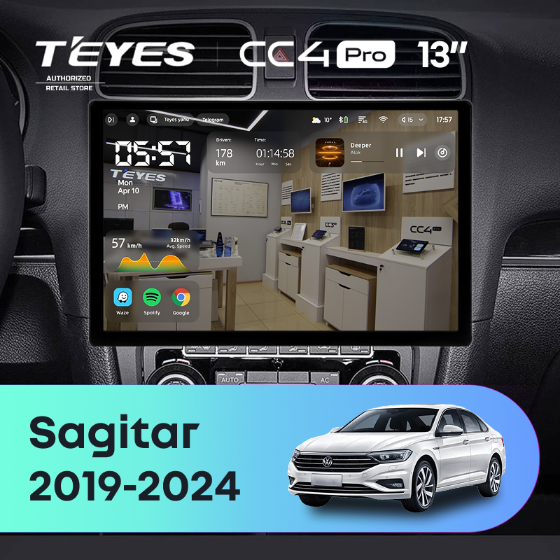 Штатная магнитола Teyes CC4 Pro 8/128 Volkswagen Sagitar (2019-2024) (13")