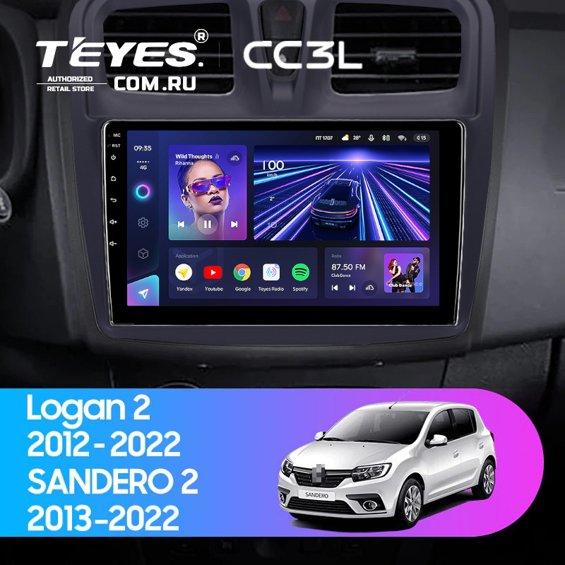 Штатная магнитола Teyes CC3L 4/32 Renault Sandero 2 (2013-2022) F1 (10")