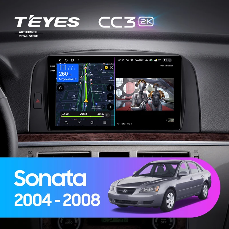 Штатная магнитола Teyes CC3 2K 4/32 Hyundai Sonata NF (2004-2008)