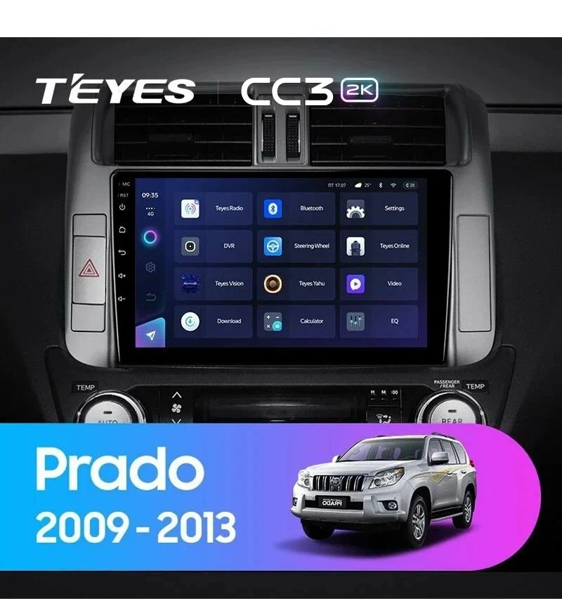 Штатная магнитола Teyes CC3 2K 4/32 Toyota Land Cruiser Prado 150 (2009-2013) F2 Тип-A