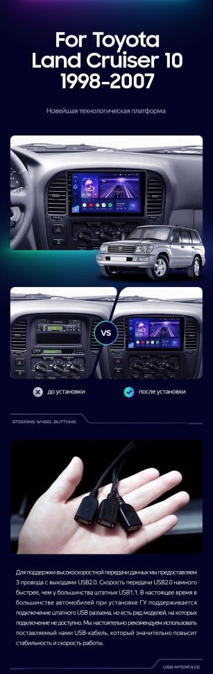 Штатная магнитола Teyes CC3 2K 4/64 Toyota Land Cruiser 10 J100 100 (1998-2007)