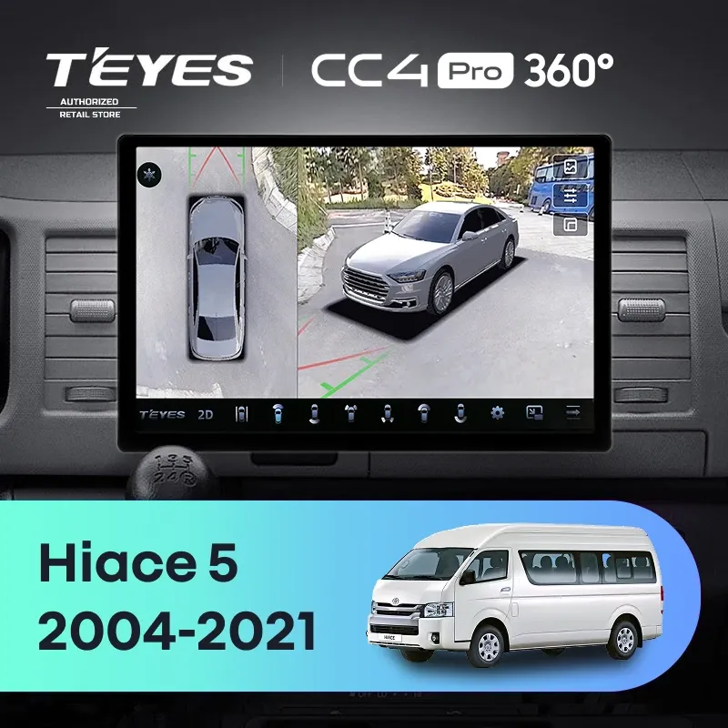 Штатная магнитола Teyes CC4 Pro 360 8/128 Toyota Hiace XH10 H200 (2004-2021) (13")