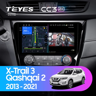Штатная магнитола Teyes CC3 2K 4/32 Nissan X-Trail 3 T32 (2013-2021) F2 климат контроль Тип-C