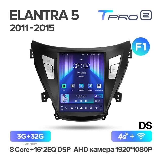 Штатная магнитола Tesla style Teyes TPRO 2 4/32 Hyundai Elantra 5 JK GD MD UD (2011-2015) F1