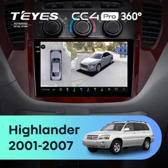 Штатная магнитола Teyes CC4 Pro 360 8/128 Toyota Highlander 1 XU20 (2001-2007)