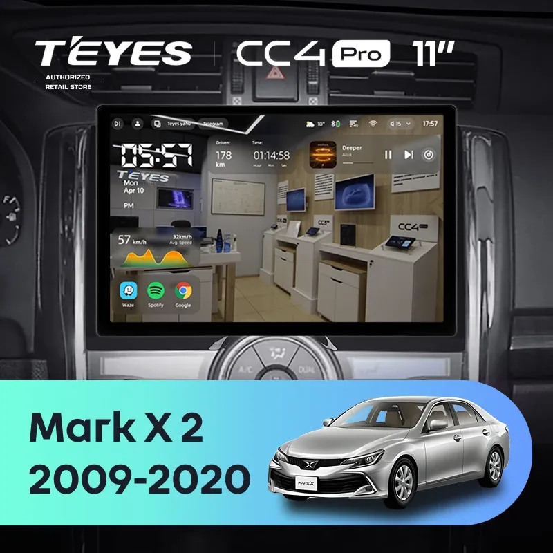 Штатная магнитола Teyes CC4 Pro 12/256 Toyota Mark X 2 X130 (2009-2020) (11")