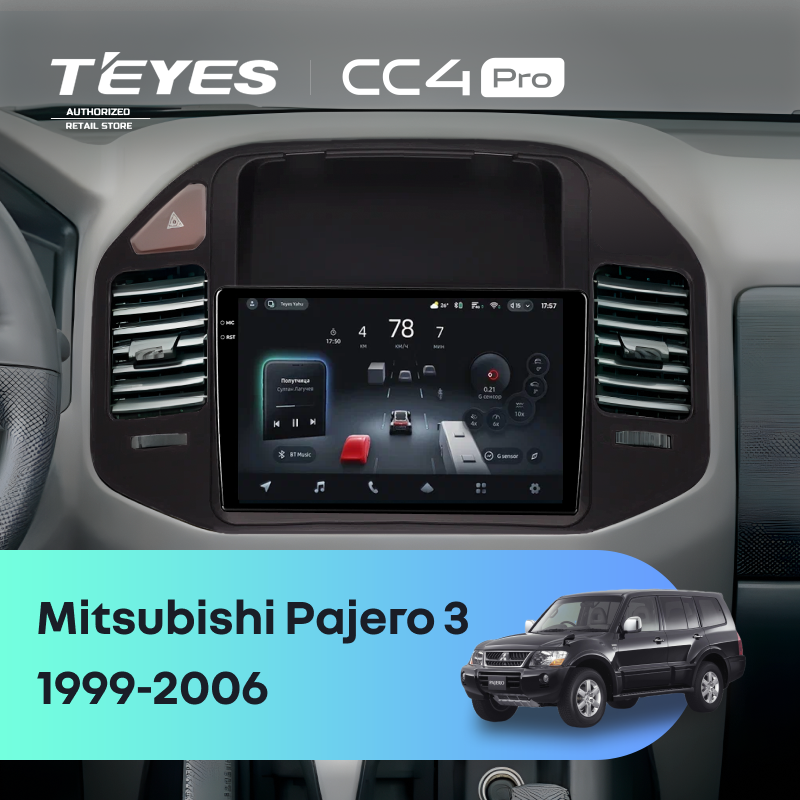Штатная магнитола Teyes CC4 Pro 8/128 Mitsubishi Pajero 3 (1999-2006) (черная)