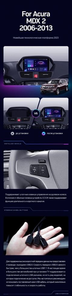 Штатная магнитола Teyes CC3 2K 360 6/128 Acura MDX YD2 (2006-2013)