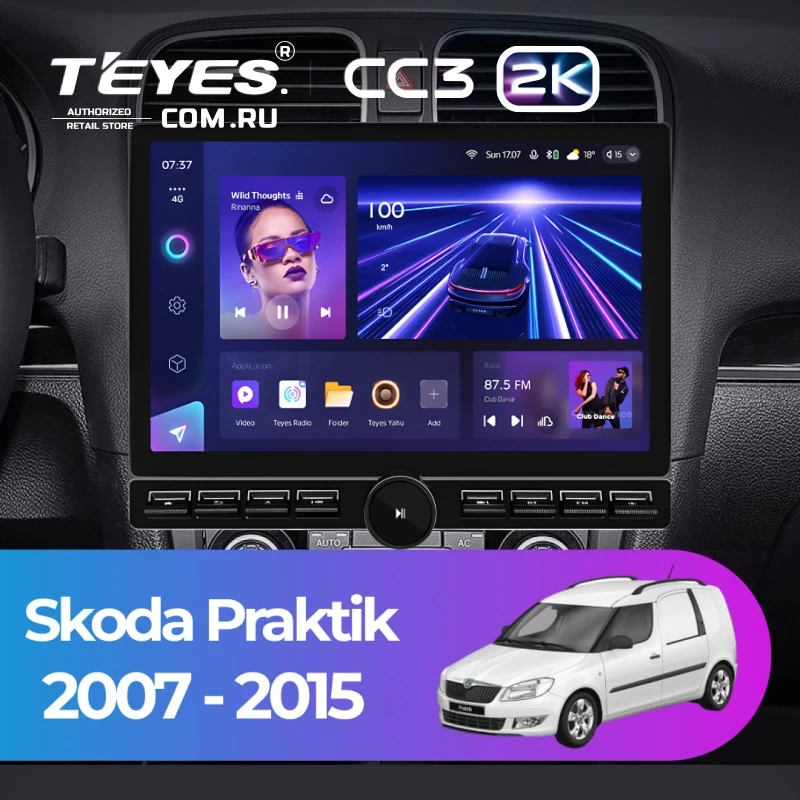 Штатная магнитола Teyes CC3 2K 6/128 Skoda Praktik (2007-2015) (13" с кнопками)