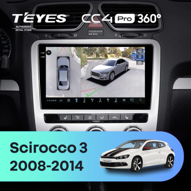 Штатная магнитола Teyes CC4 Pro 360 12/256 Volkswagen Scirocco 3 (2008-2014) F4 (Серая)