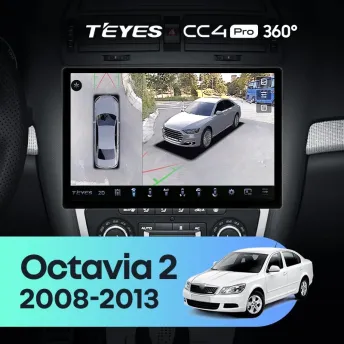 Штатная магнитола Teyes CC4 Pro 360 8/128 Skoda Octavia 2 A5 (2008-2013) Серая (13")