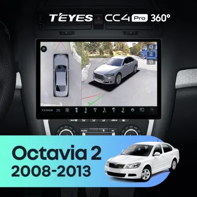 Штатная магнитола Teyes CC4 Pro 360 8/128 Skoda Octavia 2 A5 (2008-2013) Серая (13")