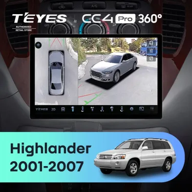 Штатная магнитола Teyes CC4 Pro 360 8/128 Toyota Highlander 1 XU20 (2001-2007) (13")