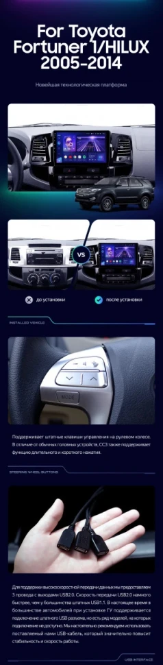 Штатная магнитола Teyes CC3L 4/32 Toyota Fortuner (2008-2014) F1