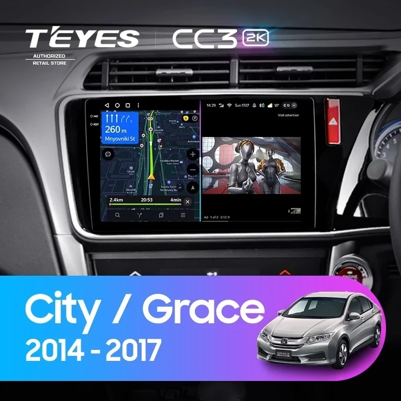 Штатная магнитола Teyes CC3 2K 4/32 Honda Grace (2014-2017) Тип-A Правый руль