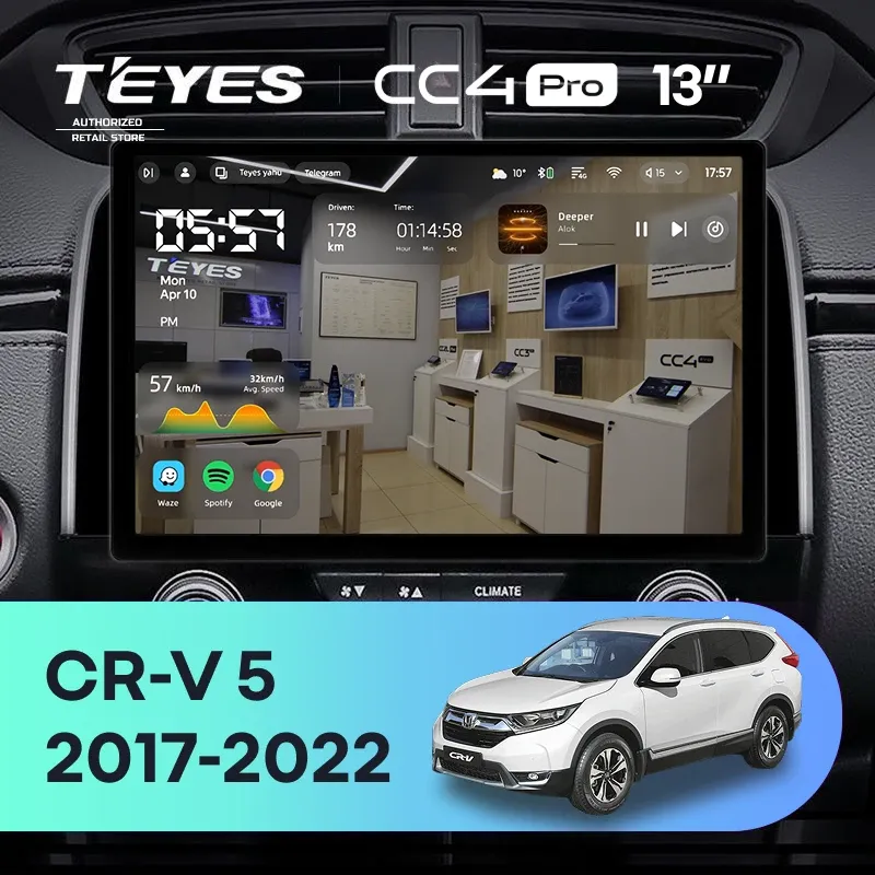 Штатная магнитола Teyes CC4 Pro 12/256 Honda CR-V 5 RT RW (2017-2022) (13")