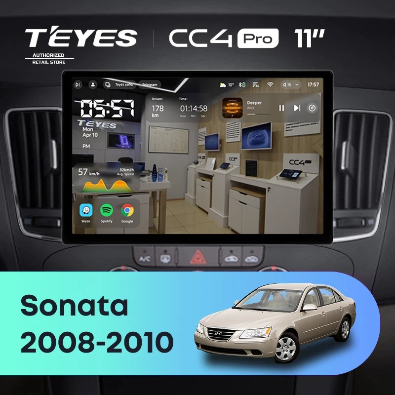 Штатная магнитола Teyes CC4 Pro 12/256 Hyundai Sonata NF (2008-2010) F2 (11")