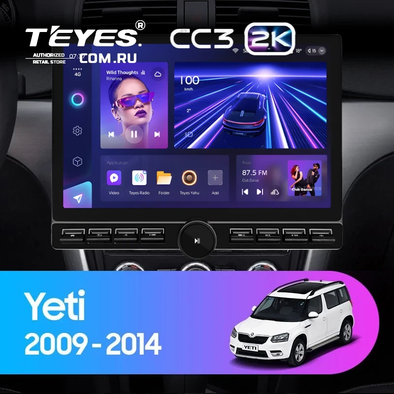 Штатная магнитола Teyes CC3 2K 6/128 Skoda Yeti 5L (2009-2014) (13" с кнопками) (10 inch Universal)