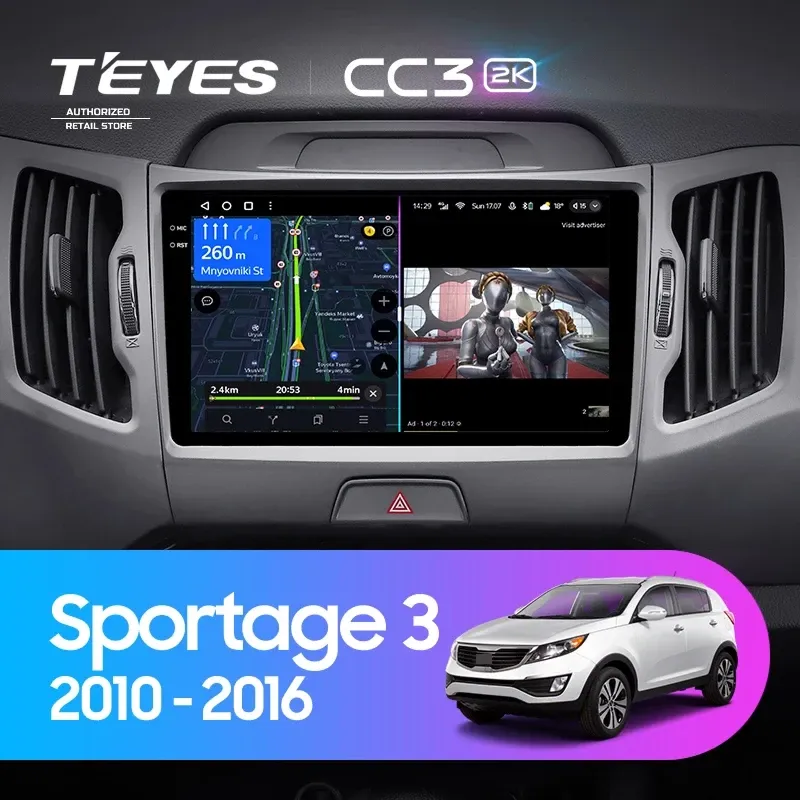 Штатная магнитола Teyes CC3 2K 4/64 Kia Sportage 3 SL (2010-2016) Тип-C