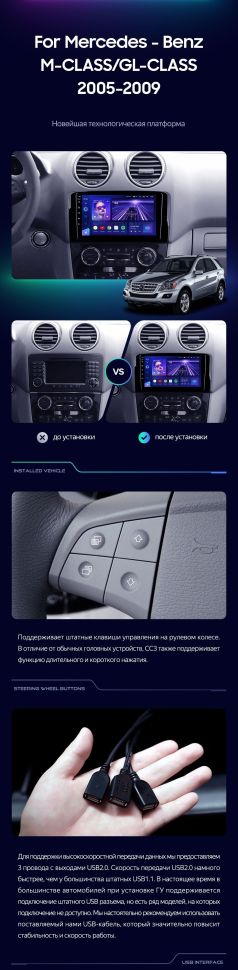 Штатная магнитола Teyes CC3 4/32 Mercedes-Benz ML-Class (2005-2009) F1