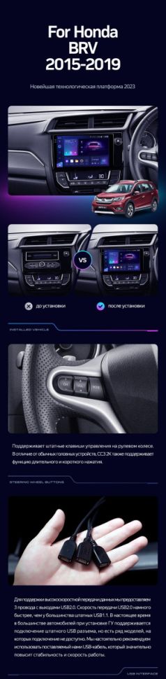 Штатная магнитола Teyes CC3 4/32 Honda BRV (2015-2019) Правый руль