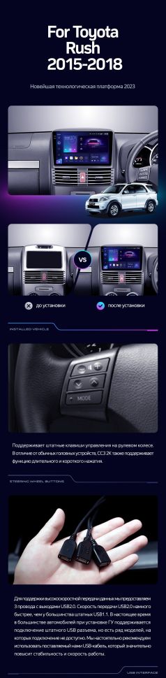 Штатная магнитола Teyes CC3 4/32 Toyota Rush (2015-2018) Правый руль
