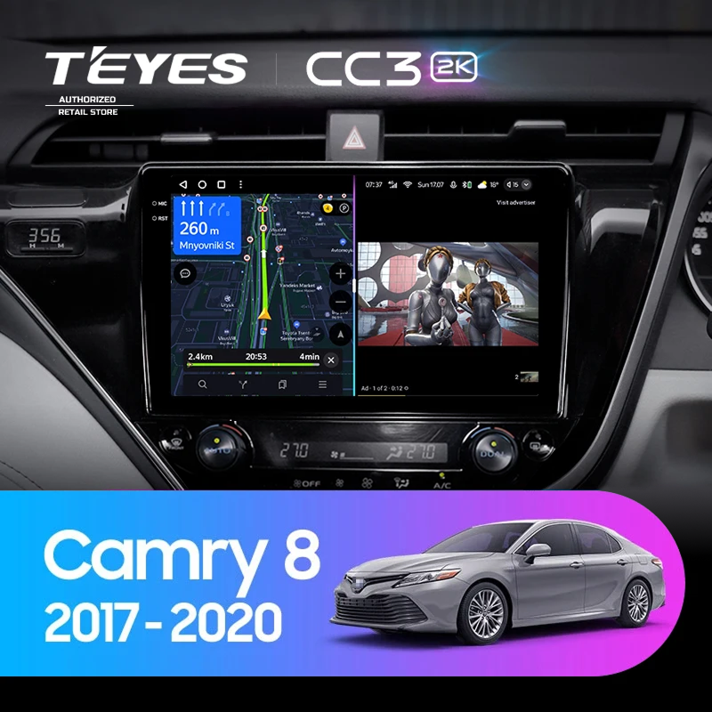 Штатная магнитола Teyes CC3 2K 4/64 Toyota Camry 8 XV 70 (2017-2020) Правый руль
