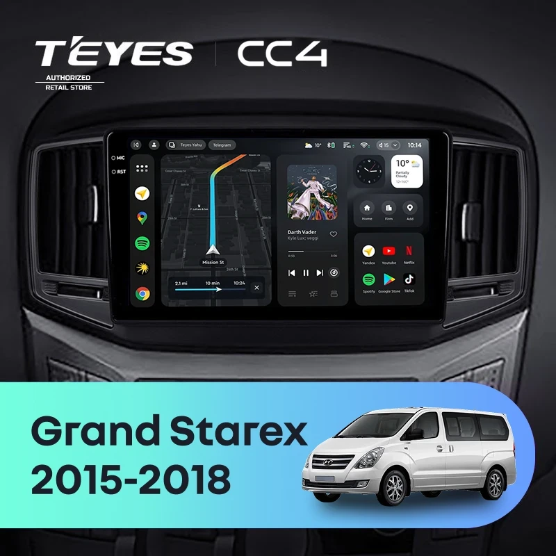 Штатная магнитола Teyes CC4 8/128 Hyundai Grand Starex (2015-2018) F2