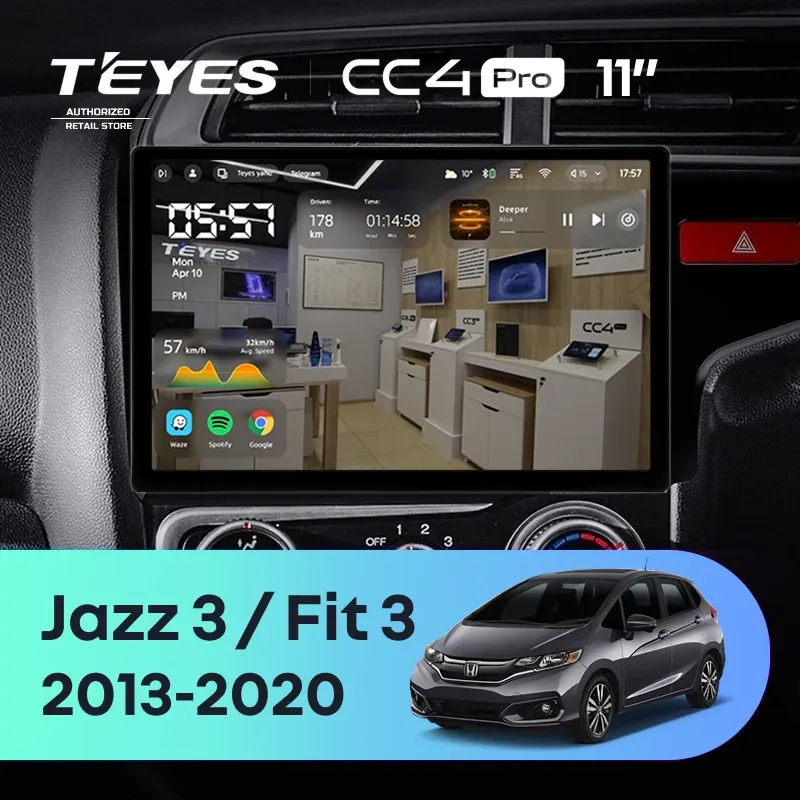 Штатная магнитола Teyes CC4 Pro 8/128 Honda Fit 3 GP GK (2013-2020) Тип-A (11")
